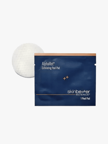 SkinBetter Science AlphaRet Exfoliating Peel Pads in branded component on a light gray background